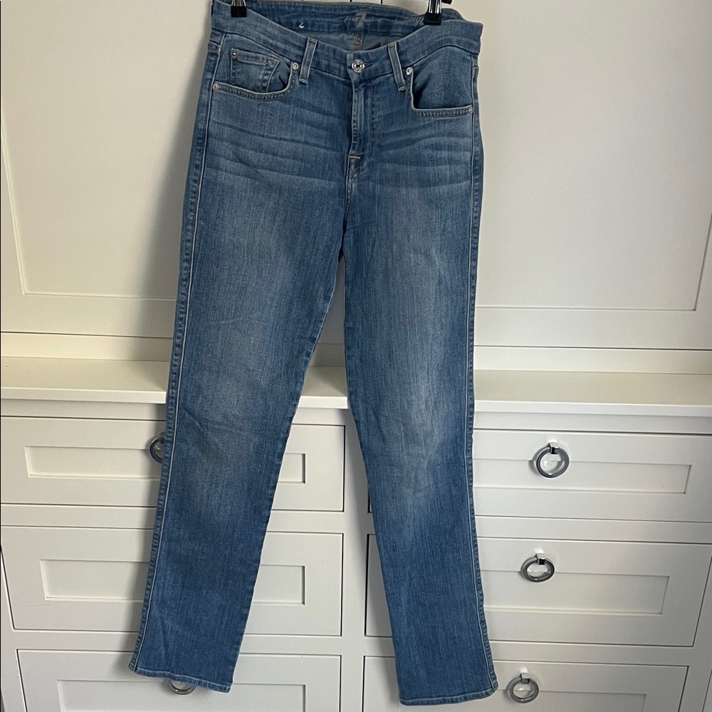 7 For All Mankind Women's Straight-Leg Jeans in Medium Blue Wash